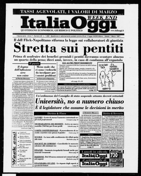 Italia oggi : quotidiano di economia finanza e politica